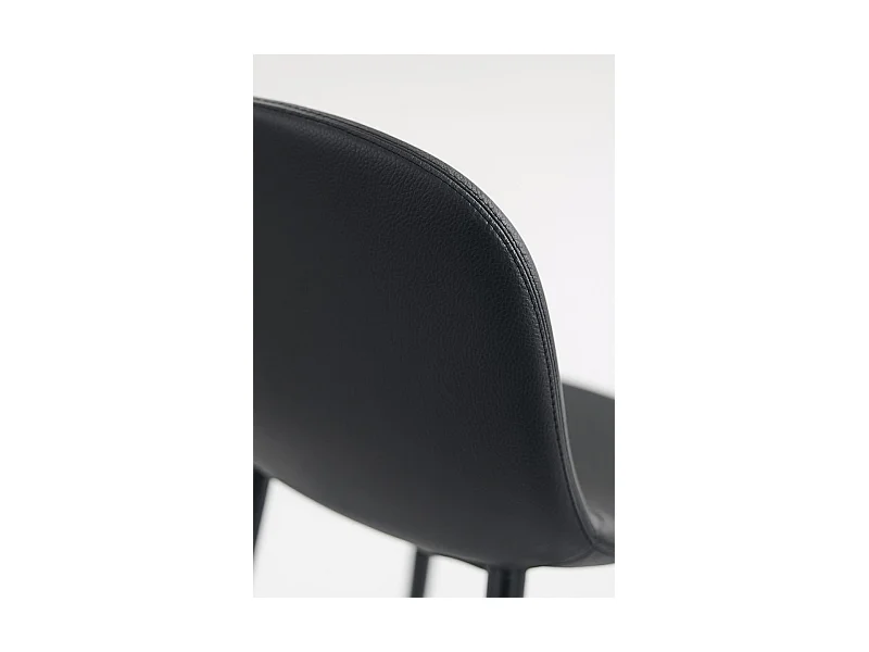 Lote de 4 Taburetes Black Teok Polipiel - Negro