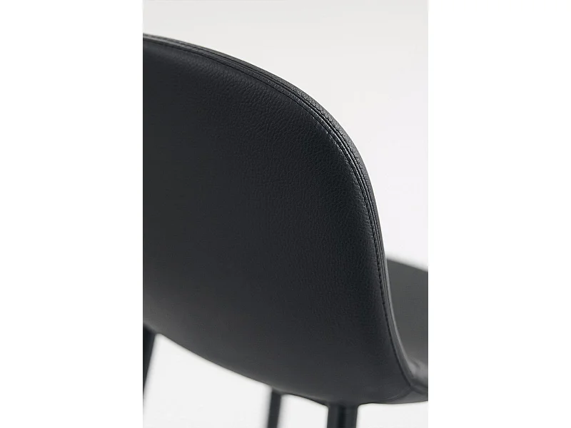 Lote de 4 Taburetes Black Teok Polipiel - Negro