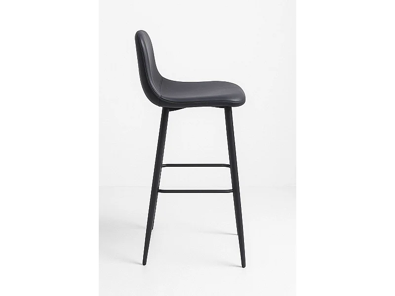 Lote de 4 Taburetes Black Teok Polipiel - Negro