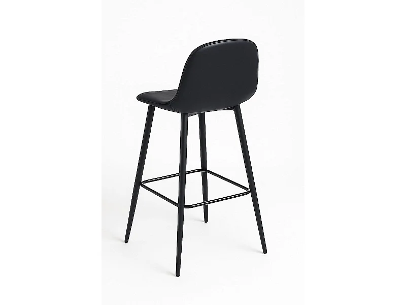 Lote de 4 Taburetes Black Teok Polipiel - Negro