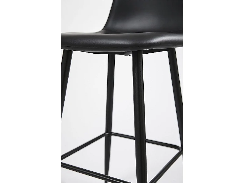 Lote de 4 Taburetes Black Teok Polipiel - Negro