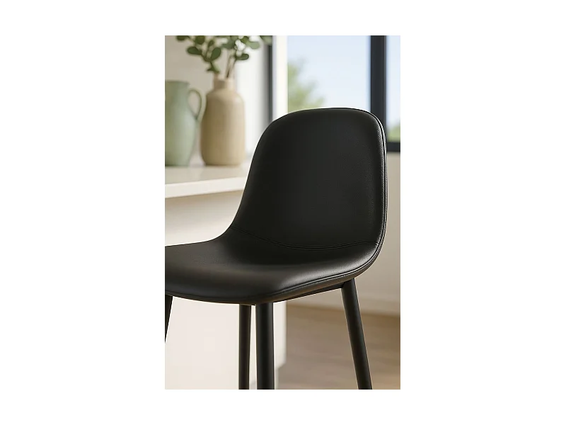 Taburetes Cocina - Taburete Black Teok Polipiel - Negro