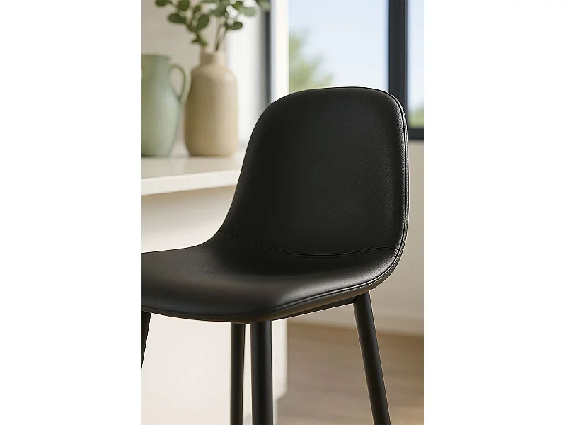 Taburetes Cocina - Taburete Black Teok Polipiel - Negro