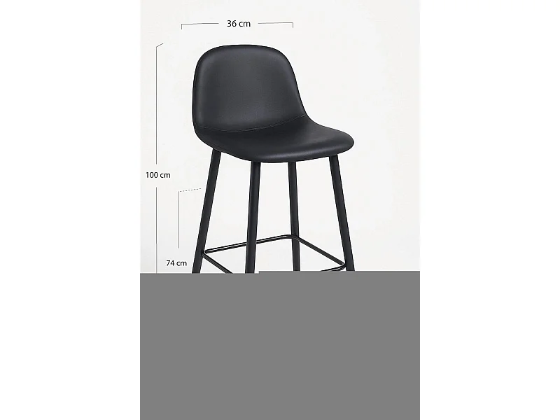 Taburetes Cocina - Taburete Black Teok Polipiel - Negro