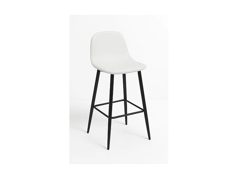 Taburetes Cocina - Taburete Black Teok Polipiel - Blanco