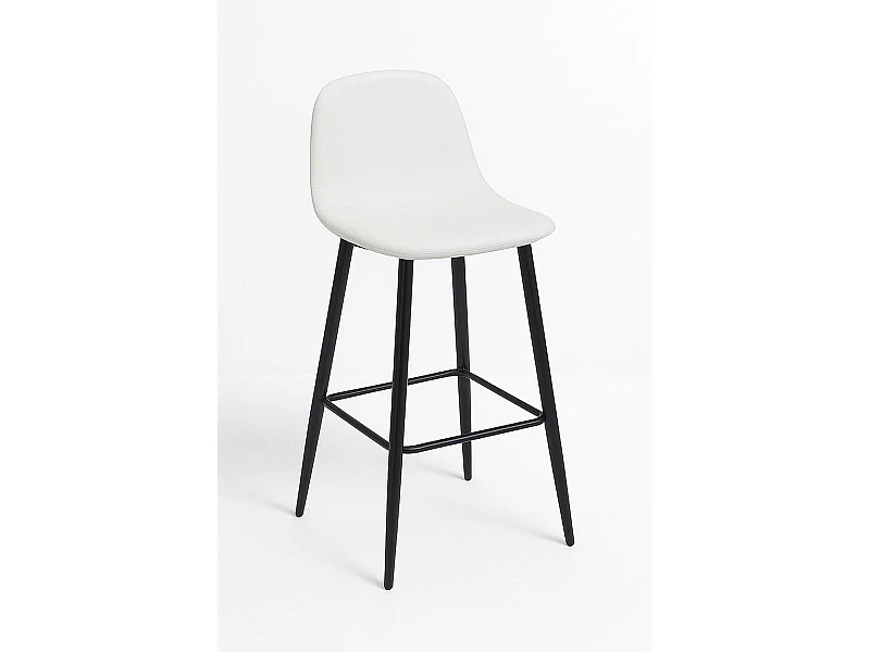 Taburetes Cocina - Taburete Black Teok Polipiel - Blanco