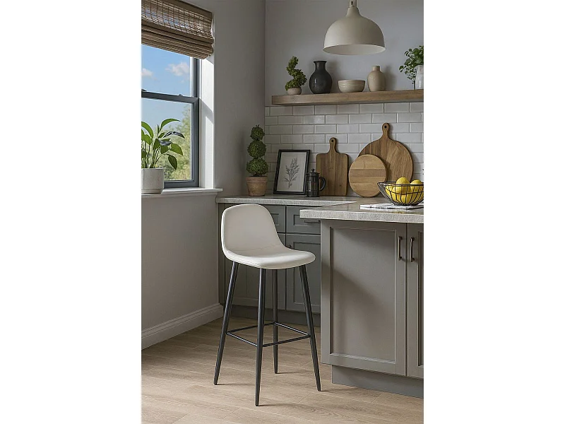 Taburetes Cocina - Taburete Black Teok Polipiel - Blanco