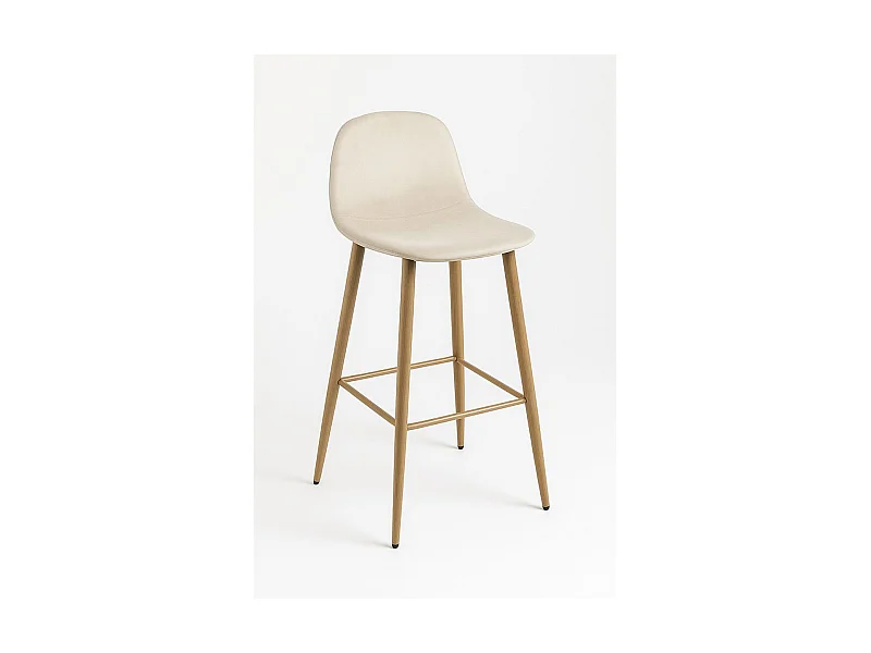 Lote de 2 Taburetes Teok Terciopelo - Beige