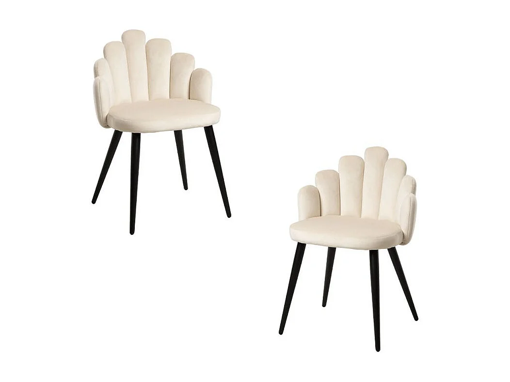 Packs Sillas Comedor - Pack 2 Sillas Hand Terciopelo Patas Negras - Beige