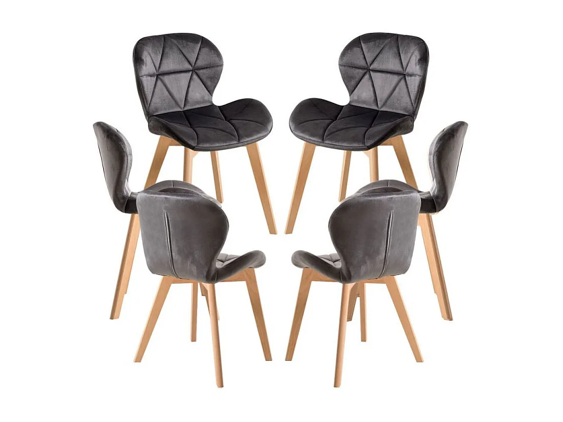 Packs Sillas - Pack 6 Sillas Zie Terciopelo - Gris