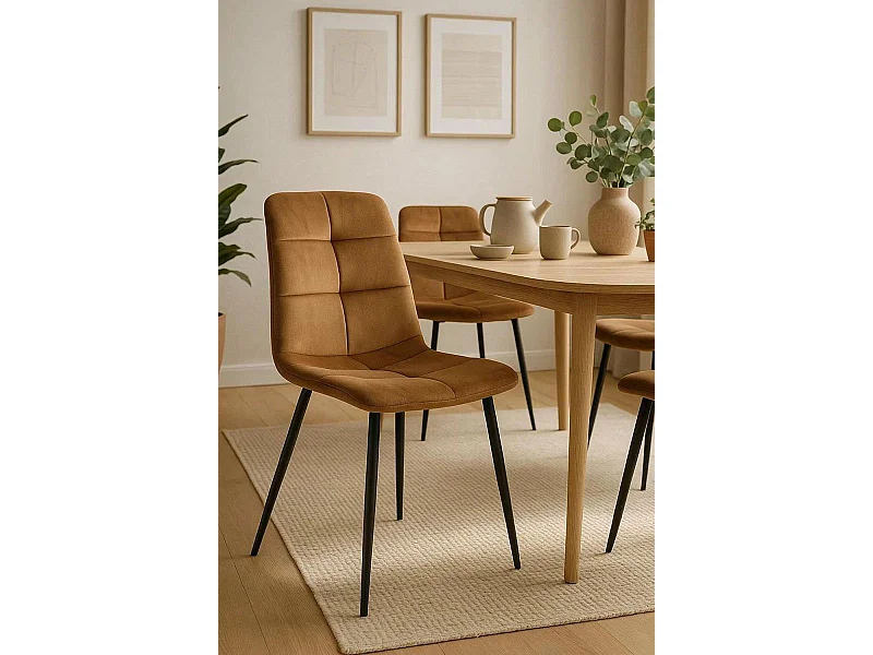 Sillas Comedor - Silla Daris Terciopelo - Marrón Claro