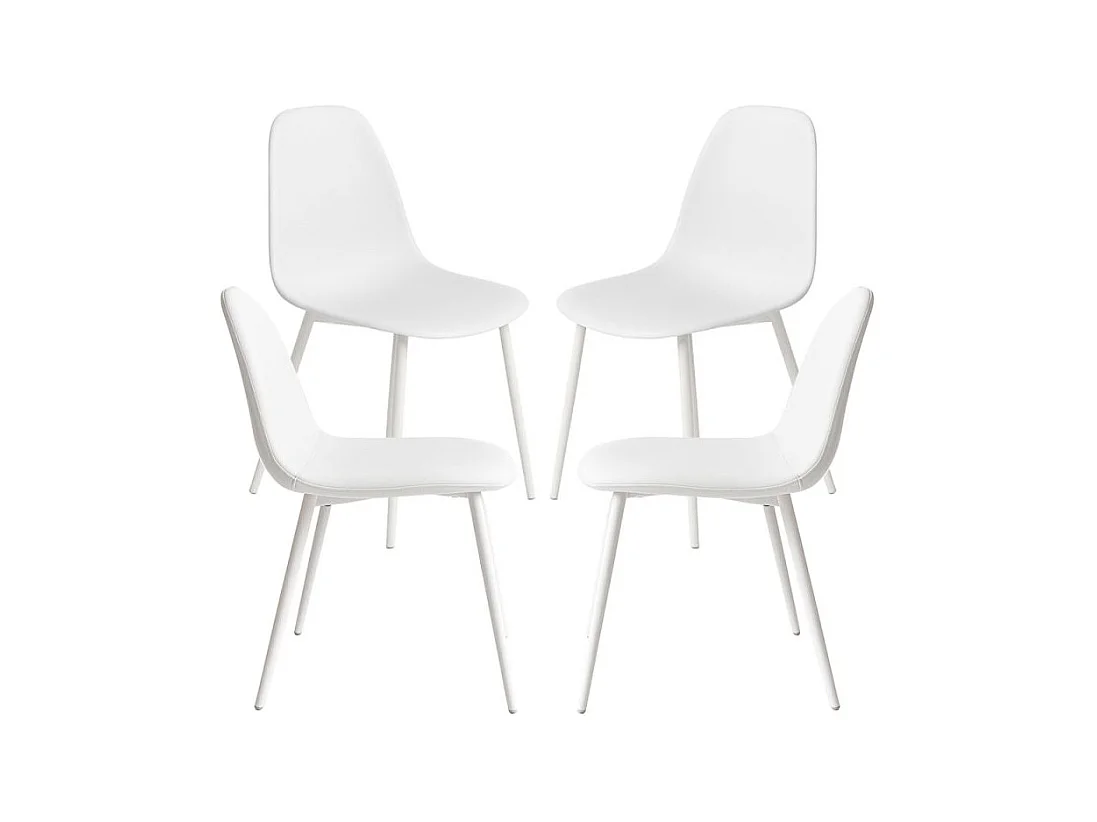 Packs Sillas Comedor - Pack 4 Sillas White Teok Polipiel - Blanco