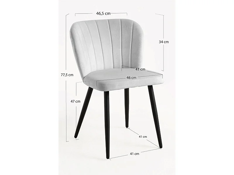 Sillas Comedor - Silla Luk Terciopelo - Gris claro