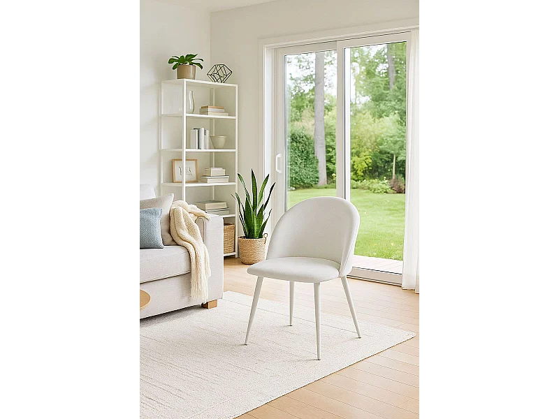 Sillas Comedor - Silla White Vint Terciopelo - Blanco