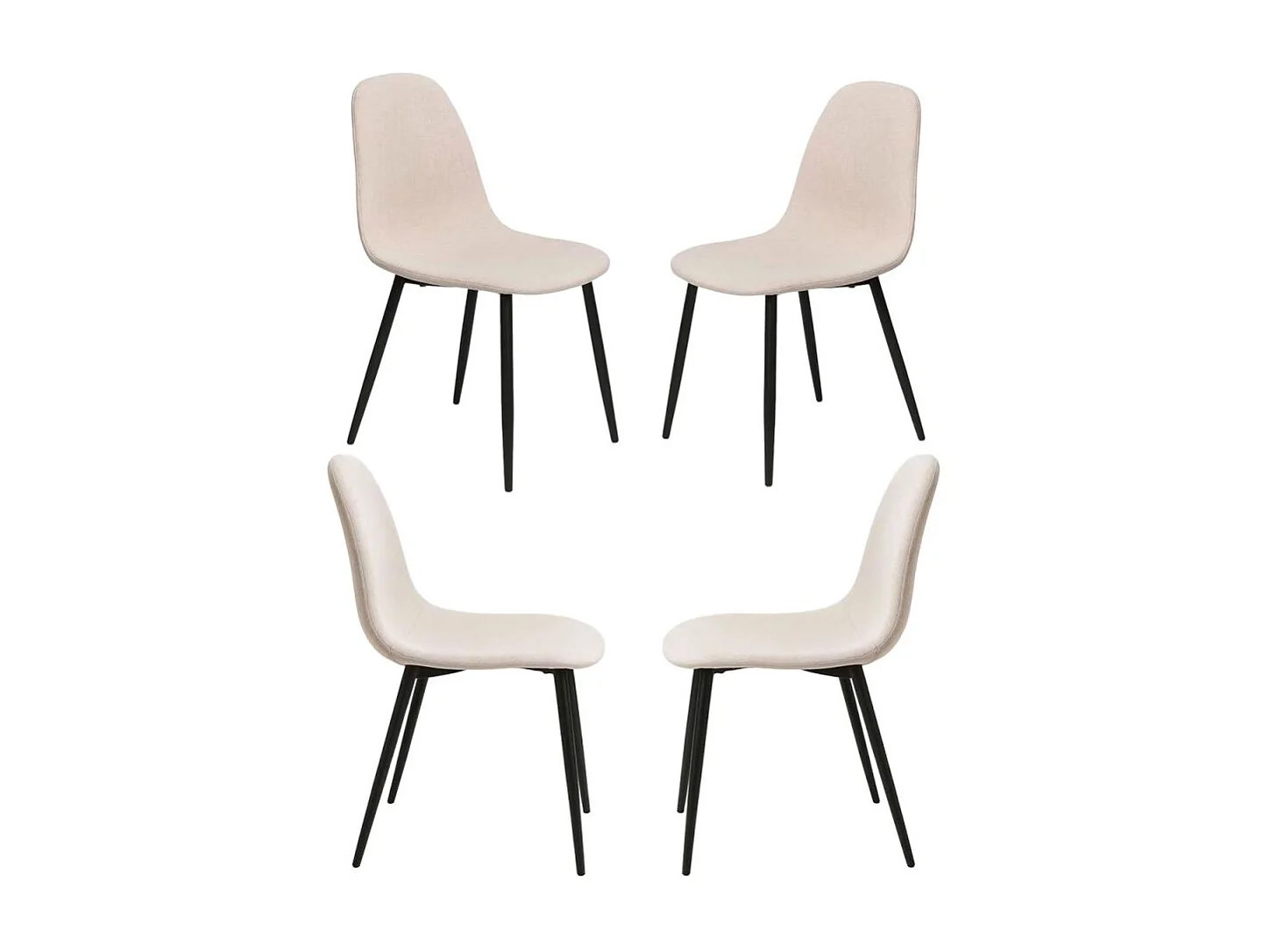 Packs Sillas Comedor - Pack 4 Sillas Black Teok Tela - Beige