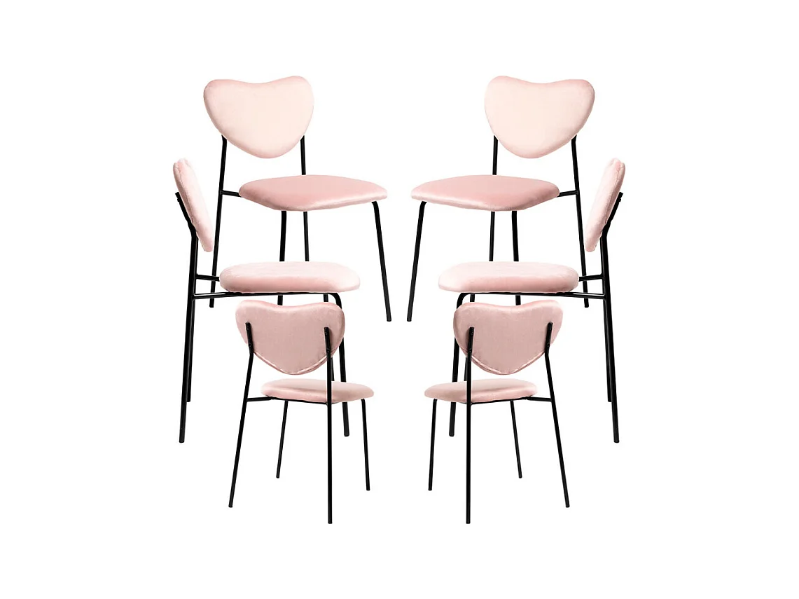 Packs Sillas Comedor - Pack 6 Sillas Cora Black Terciopelo - Rosa