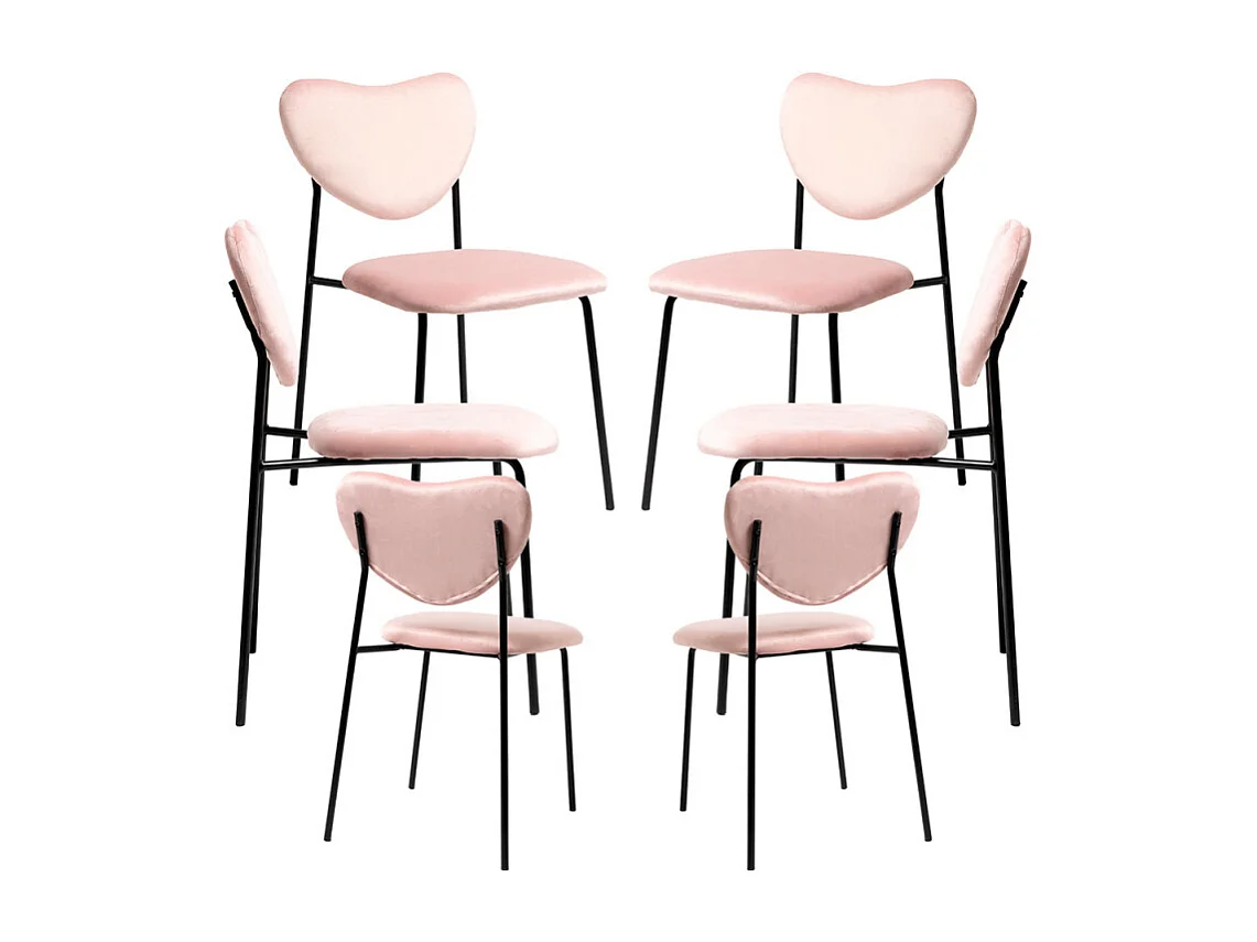 Packs Sillas Comedor - Pack 6 Sillas Cora Black Terciopelo - Rosa