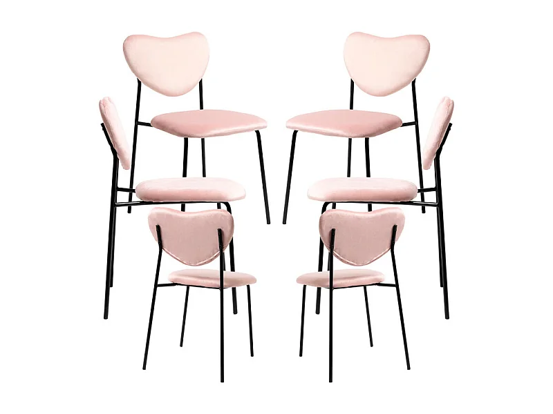 Packs Sillas Comedor - Pack 6 Sillas Cora Black Terciopelo - Rosa