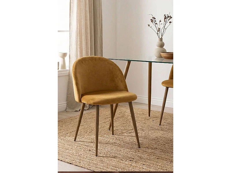 Sillas Comedor - Silla Vint Terciopelo - Mostaza