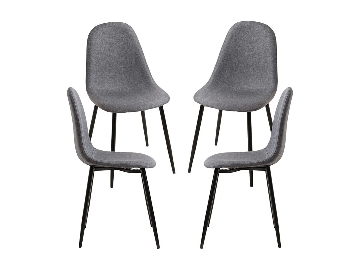 Packs Sillas Comedor - Pack 4 Sillas Black Teok Tela - Gris oscuro