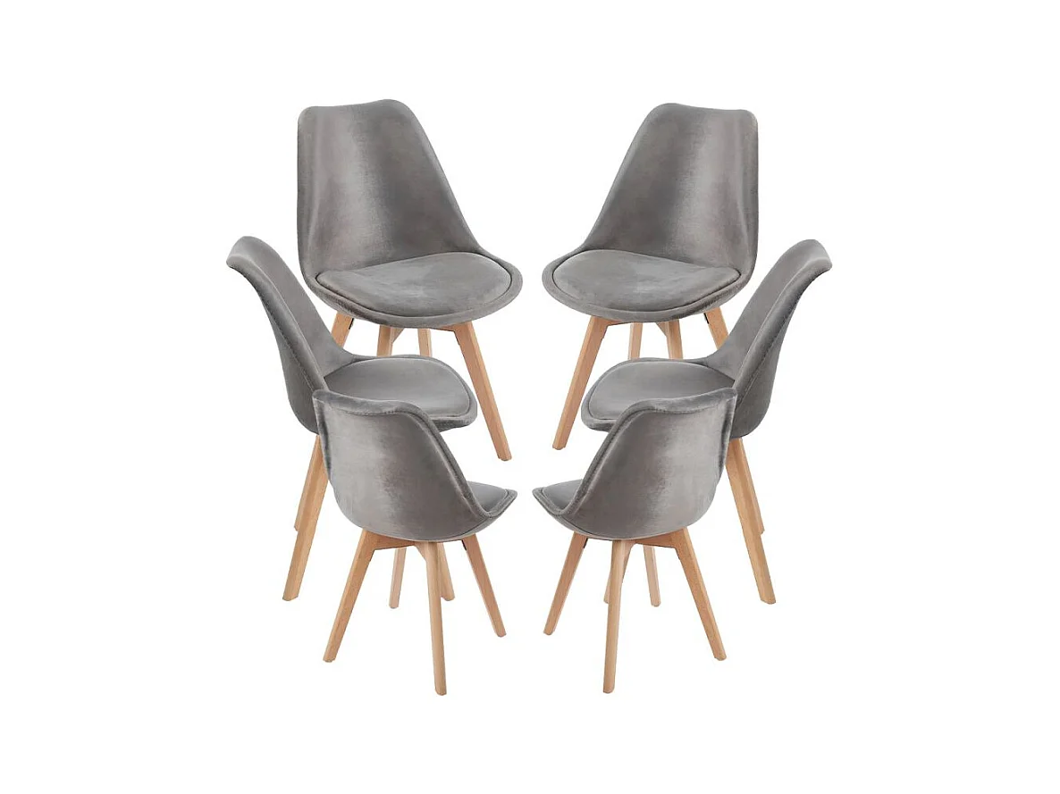 Packs Sillas Comedor - Pack 6 Sillas Synk Terciopelo - Gris oscuro