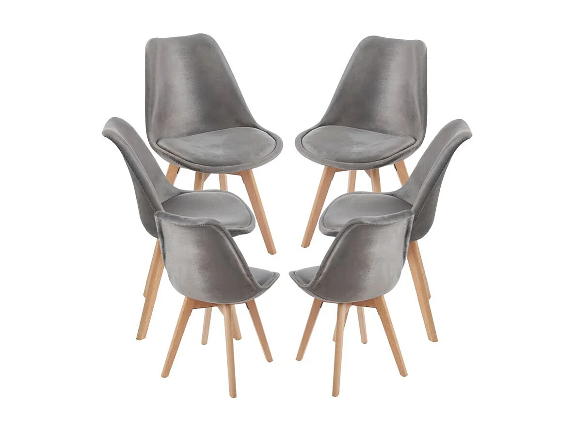 Packs Sillas Comedor - Pack 6 Sillas Synk Terciopelo - Gris oscuro