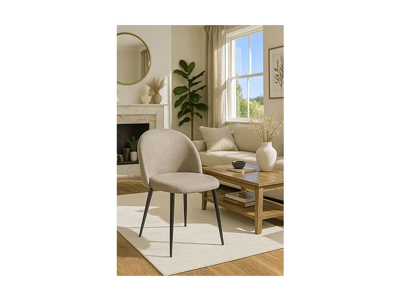 Sillas Comedor - Silla Black Vint Tela - Beige