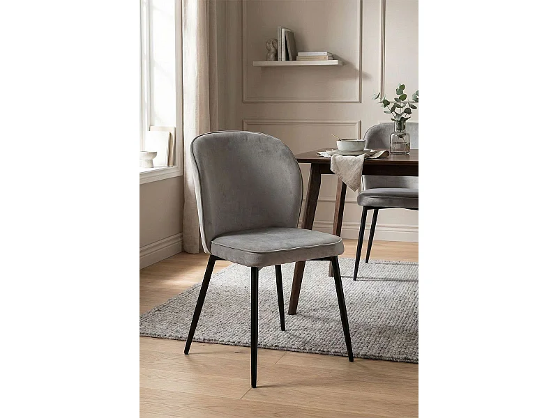 Sillas Comedor - Silla Teile Terciopelo - Gris