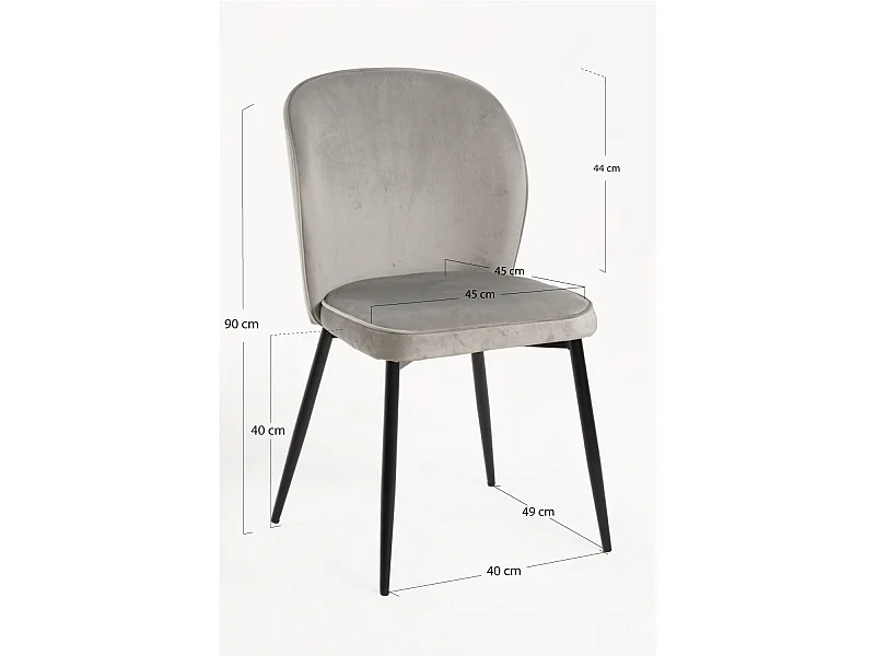Sillas Comedor - Silla Teile Terciopelo - Gris