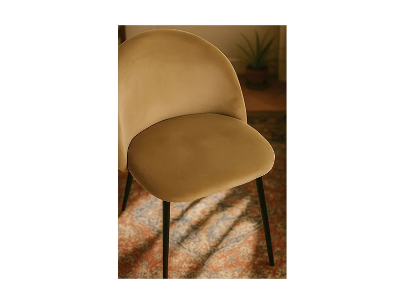 Sillas Comedor - Silla Black Vint Terciopelo - Marrón Claro