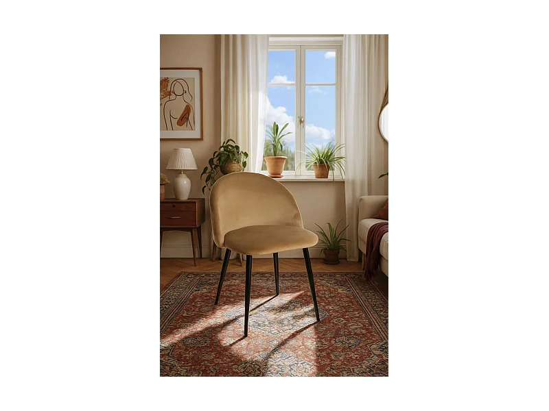 Sillas Comedor - Silla Black Vint Terciopelo - Marrón Claro