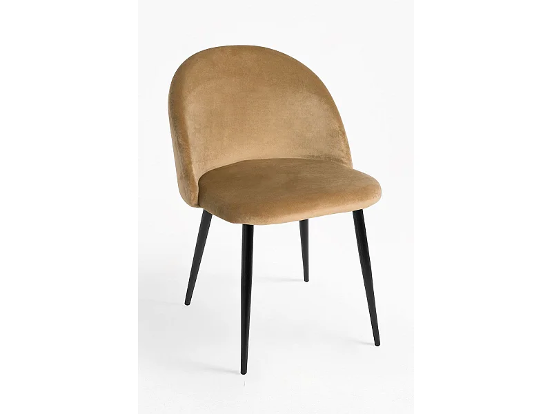 Sillas Comedor - Silla Black Vint Terciopelo - Marrón Claro