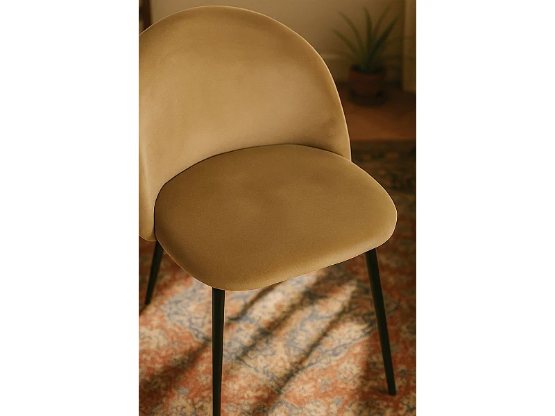 Sillas Comedor - Silla Black Vint Terciopelo - Marrón Claro