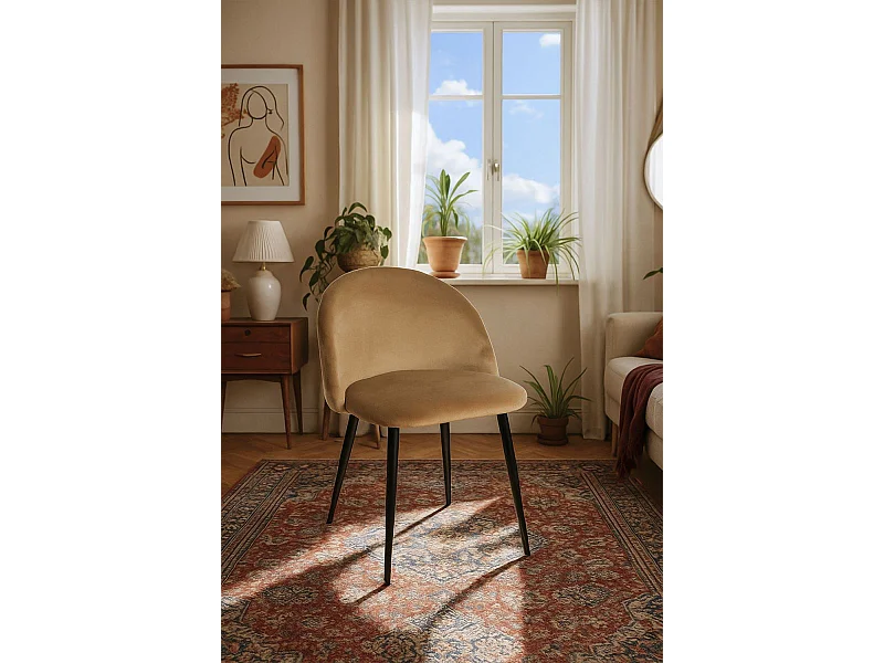 Sillas Comedor - Silla Black Vint Terciopelo - Marrón Claro