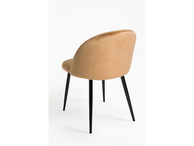 Sillas Comedor - Silla Black Vint Terciopelo - Marrón Claro