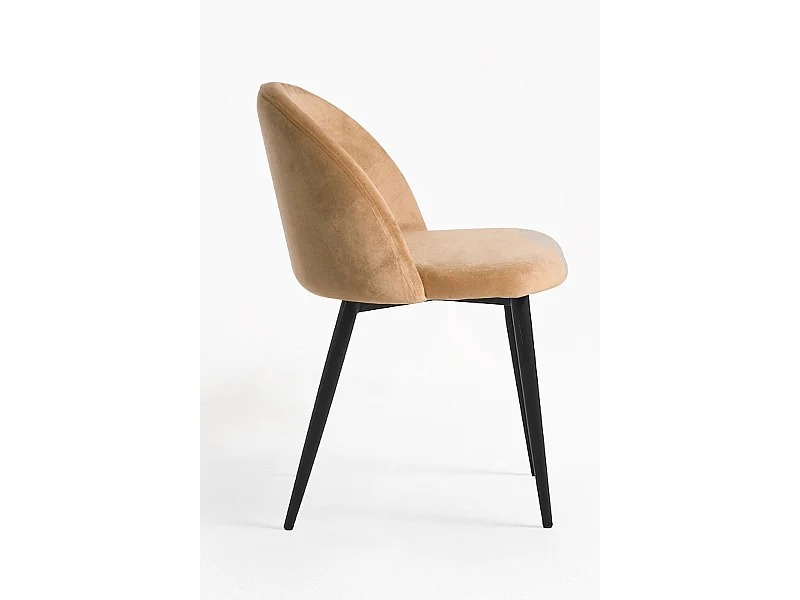 Sillas Comedor - Silla Black Vint Terciopelo - Marrón Claro