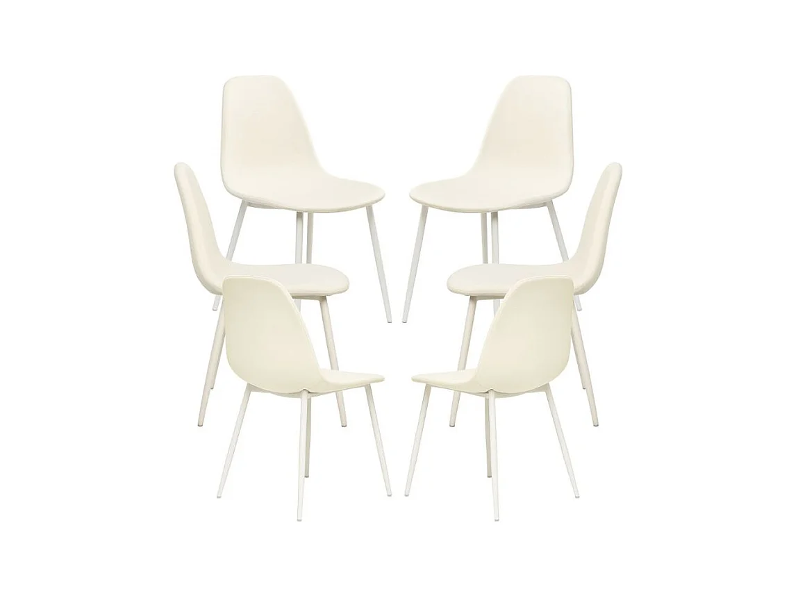 Packs Sillas Comedor - Pack 6 Sillas White Teok Tela - Blanco