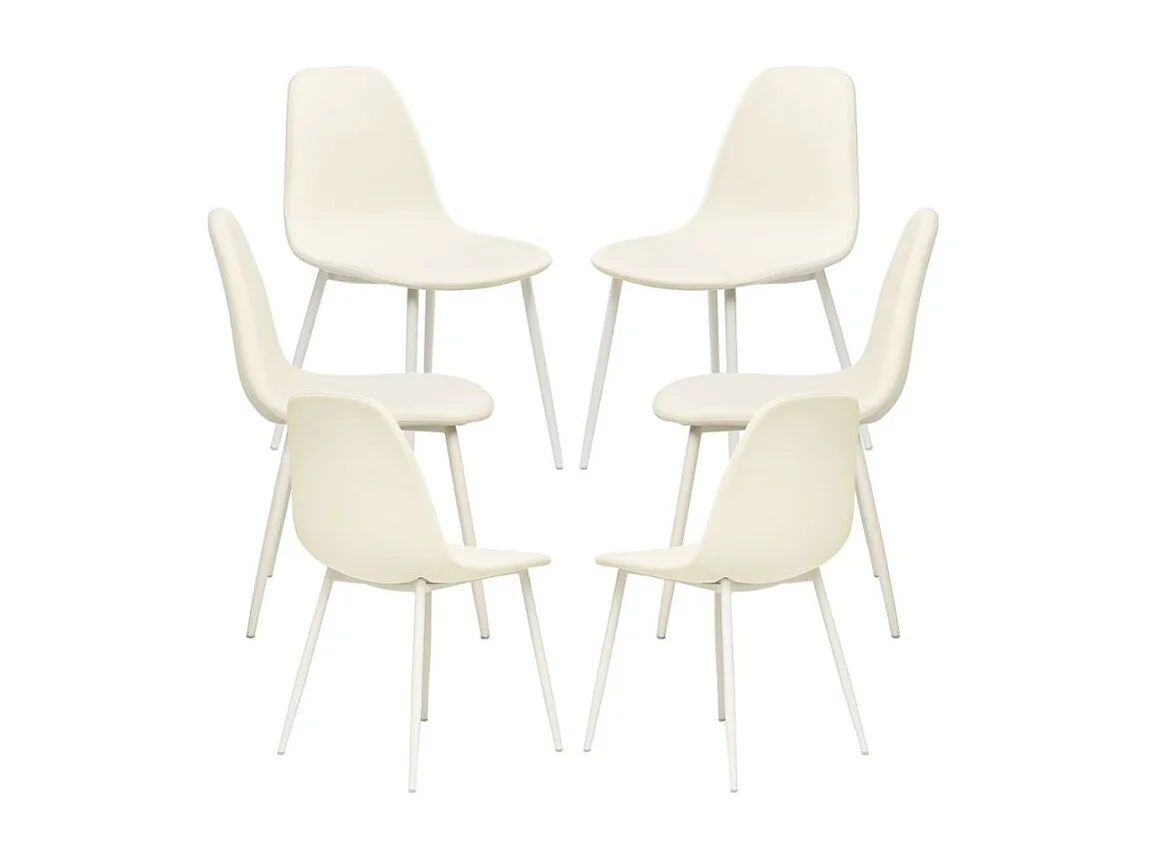 Packs Sillas Comedor - Pack 6 Sillas White Teok Tela - Blanco