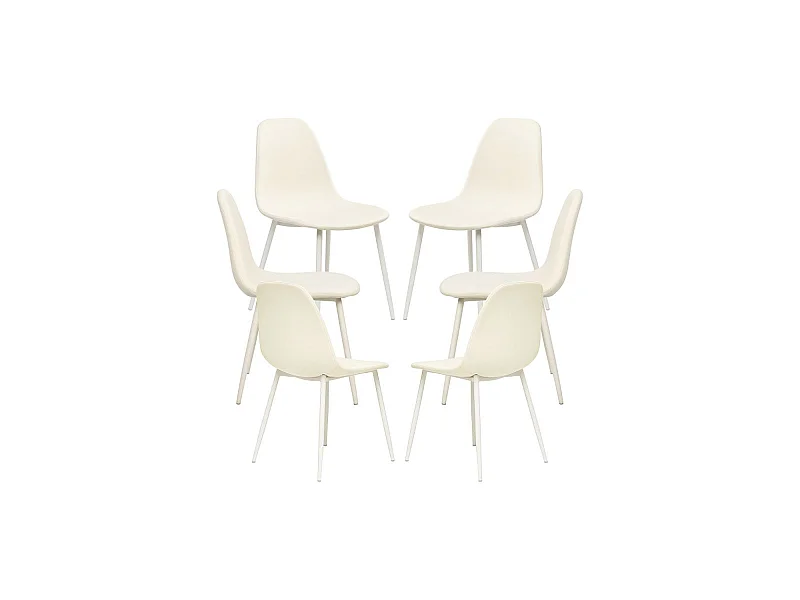 Packs Sillas Comedor - Pack 6 Sillas White Teok Tela - Blanco