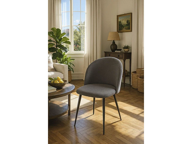 Sillas Comedor - Silla Black Vint Tela - Gris oscuro