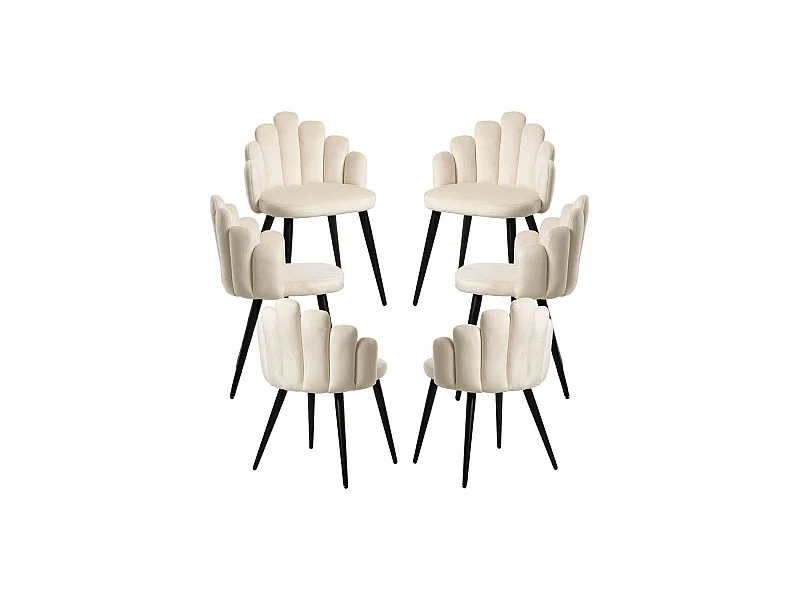Packs Sillas Comedor - Pack 6 Sillas Hand Patas Negras Terciopelo - Beige