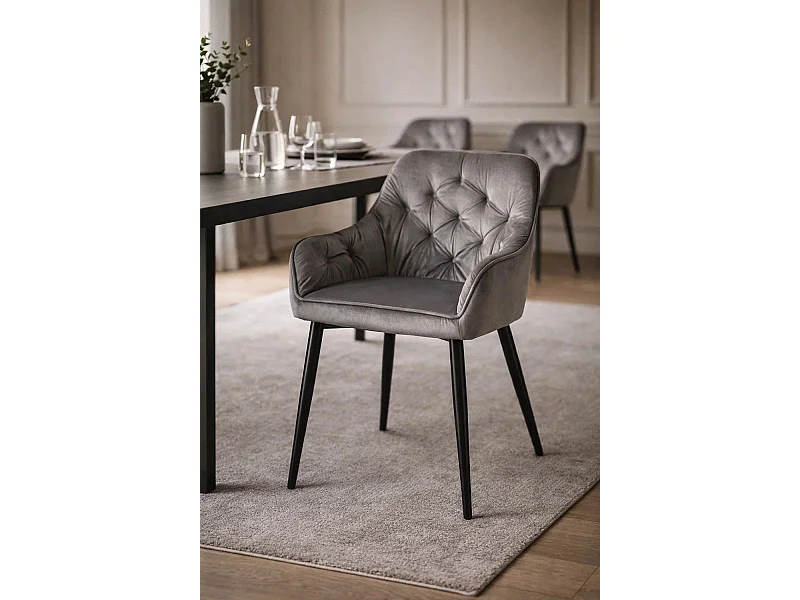 Sillas Comedor - Silla Salle Terciopelo - Gris oscuro