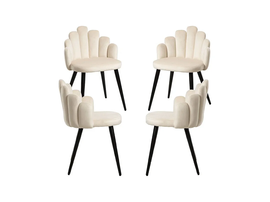 Packs Sillas Comedor - Pack 4 Sillas Hand Patas Negras Terciopelo - Beige