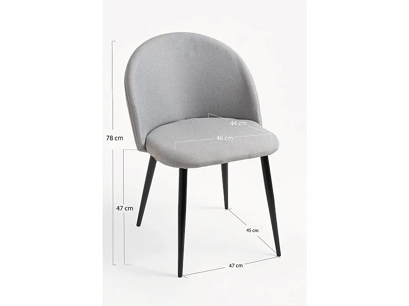 Sillas Comedor - Silla Black Vint Tela - Gris claro