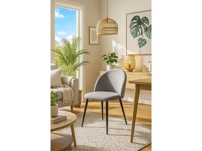 Sillas Comedor - Silla Black Vint Tela - Gris claro