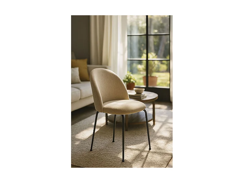 Sillas Comedor - Silla Black Dalnia Tela - Beige