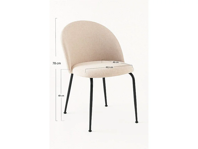 Sillas Comedor - Silla Black Dalnia Tela - Beige