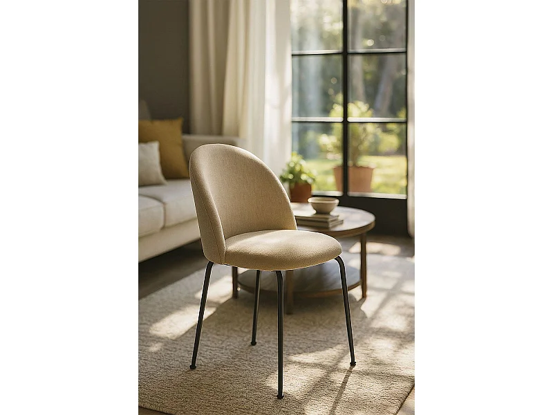 Sillas Comedor - Silla Black Dalnia Tela - Beige