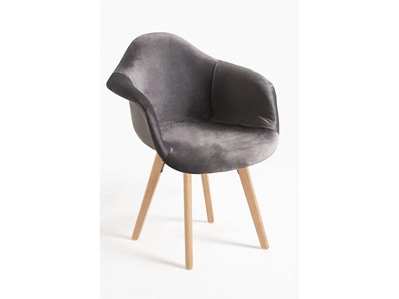 Packs Sillas Comedor - Pack 4 Sillas Belu Terciopelo - Gris oscuro