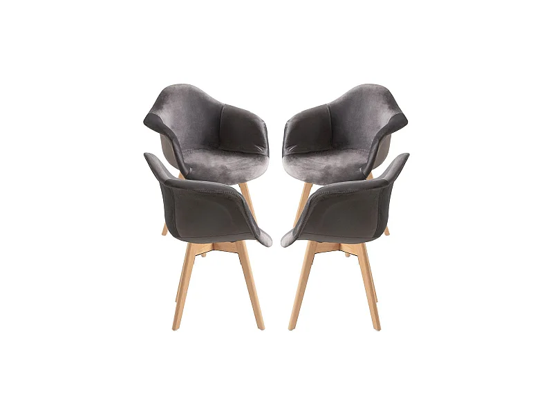 Packs Sillas Comedor - Pack 4 Sillas Belu Terciopelo - Gris oscuro